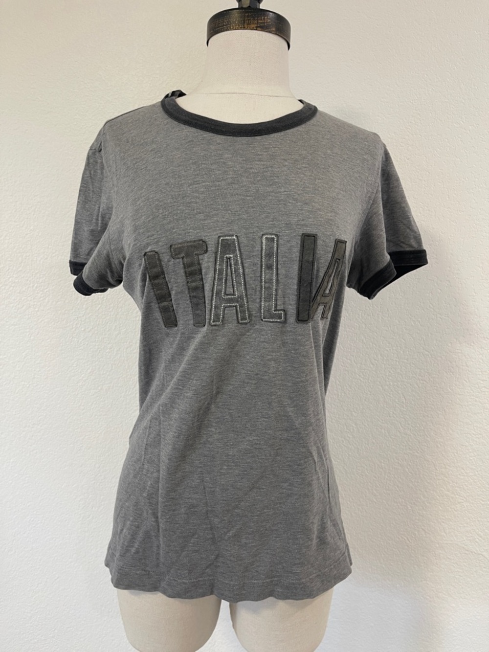 Dolce & Gabbana Gray Ringer Italia Crewneck T-Shirt Tee Size 46 Small S